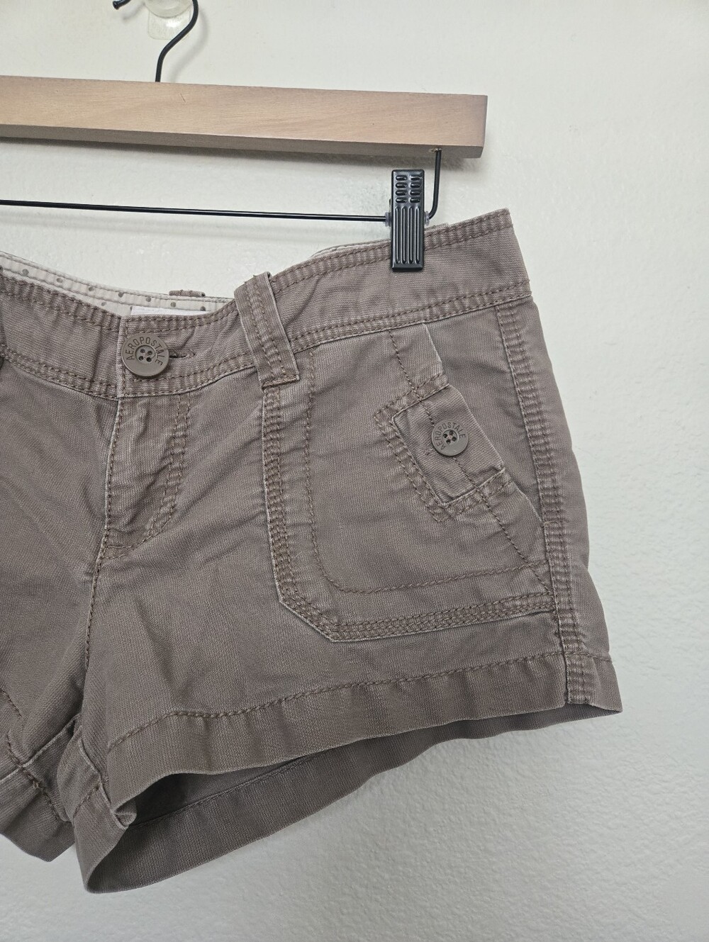 Vintage Y2K Aeropostale Super Low Rise Short Micro Shorts Brown Size 5/6 - Picture 5 of 9